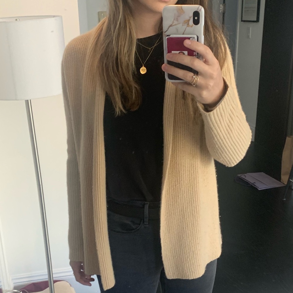 Tse Cashmere Tan Open-Front Sweater